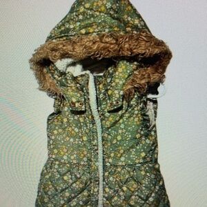 Kids Green Floral Hooded Jacket